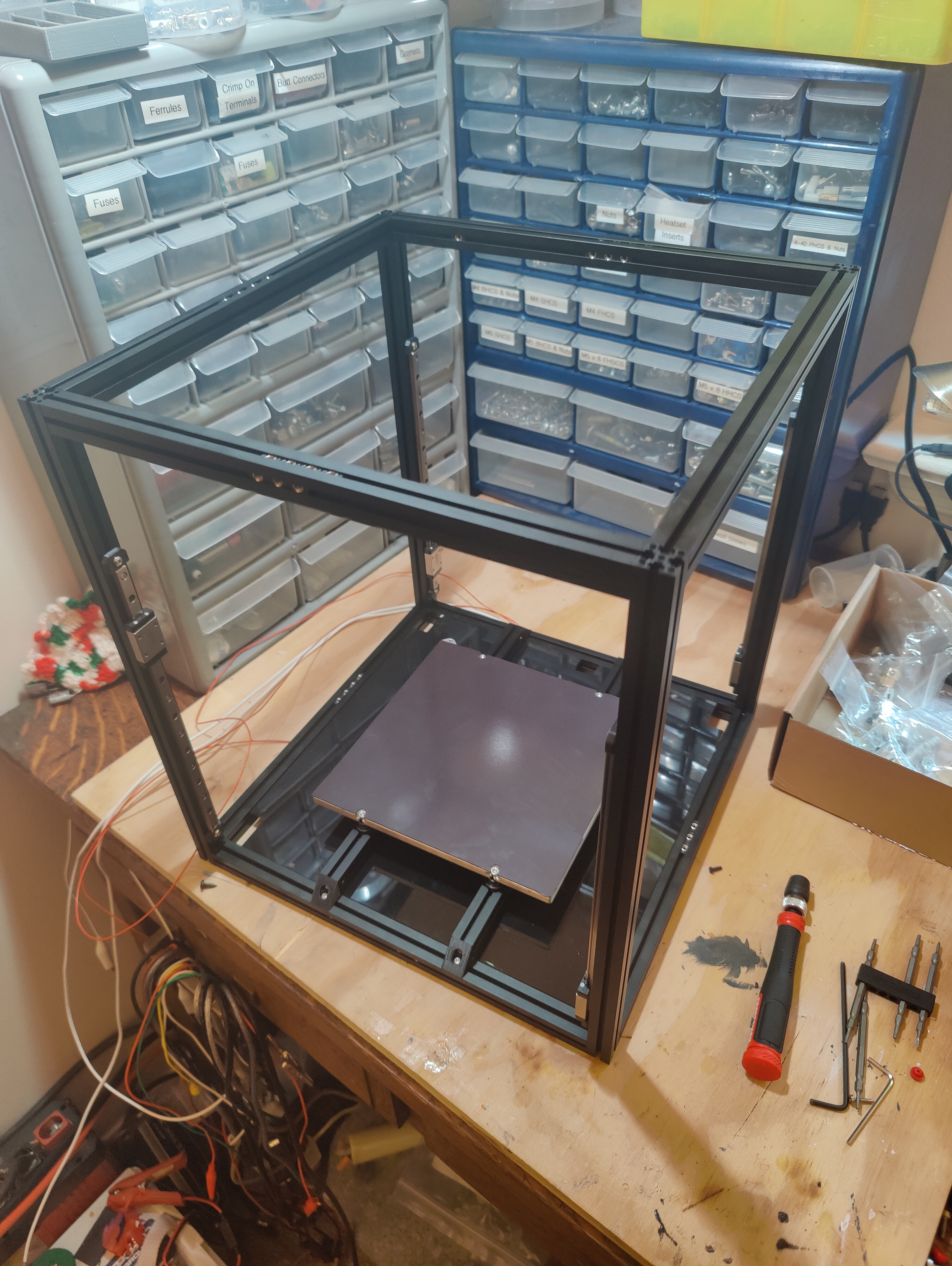 Micron+ frame with build plate and linear rails installed